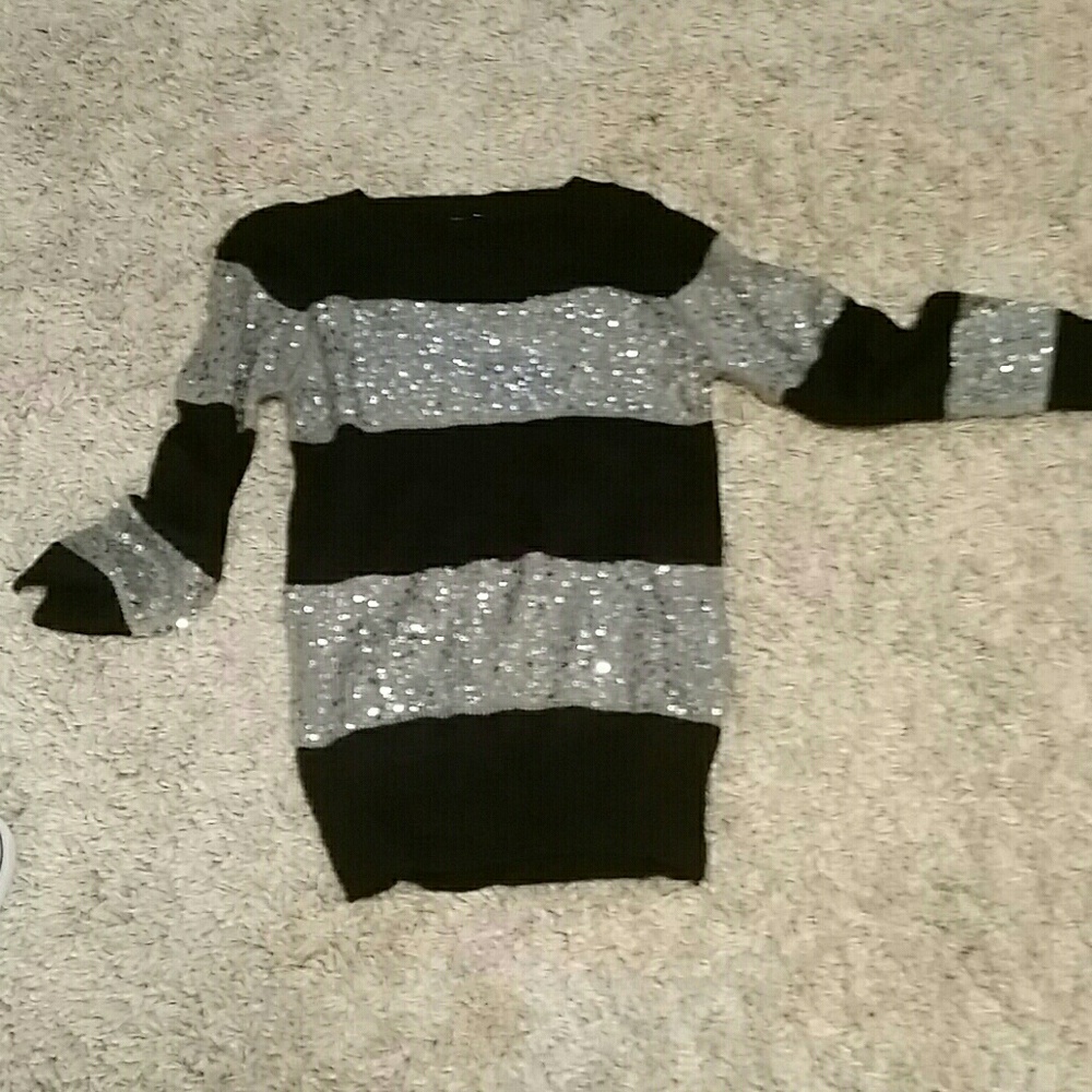 Black and silver sequence sweater